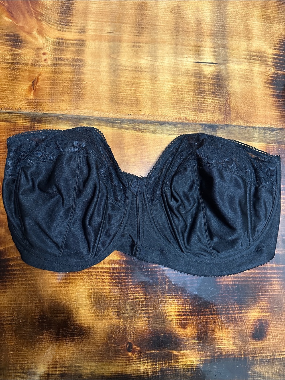 Goddess Black Strapless Lace-Trim Bandeau Bra